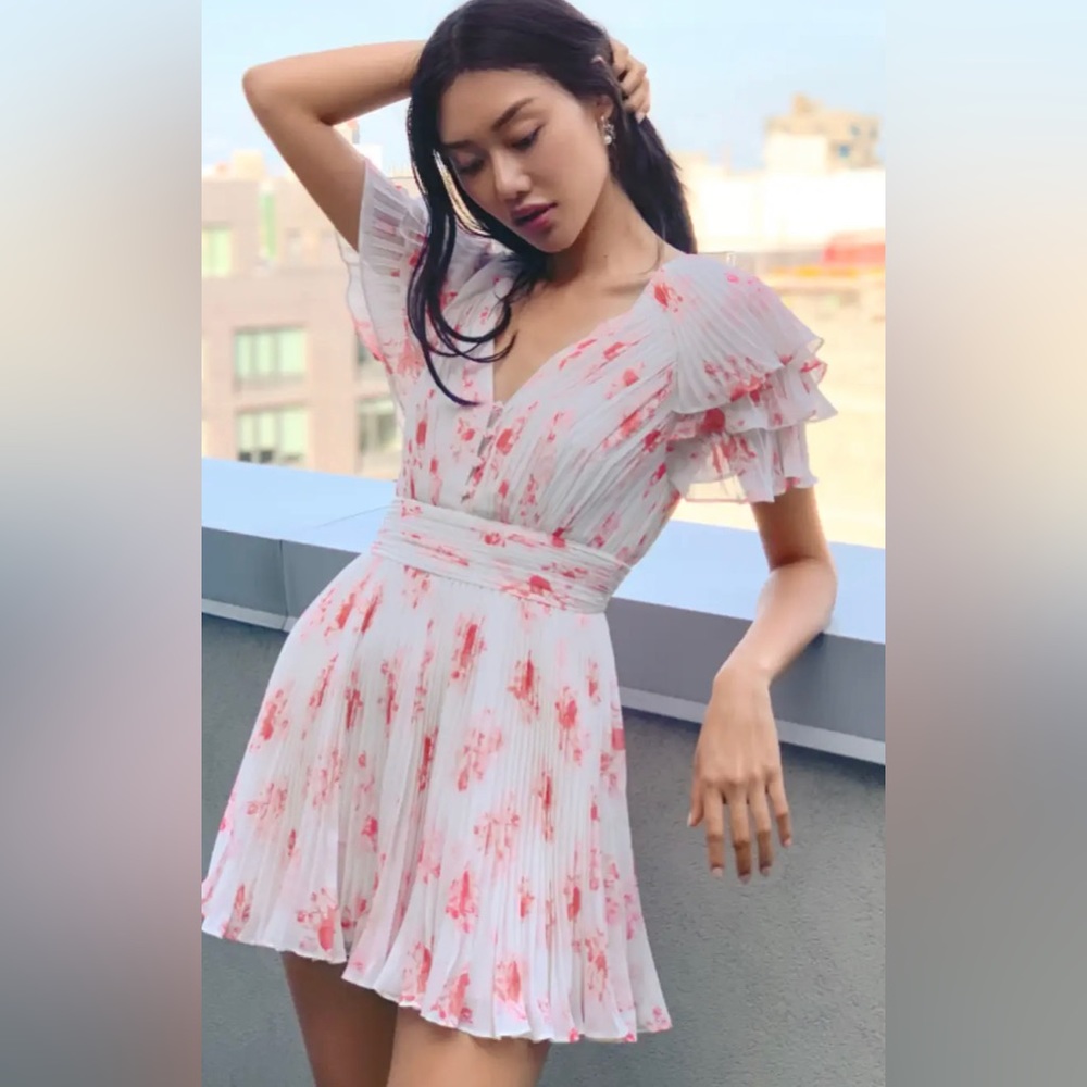Self-Portrait Floral Print Chiffon Mini Dress